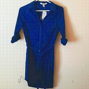 Forever 21 Blue Shirtdress w/Convertible Tab Sleeves And a Self-tie Belt Size S